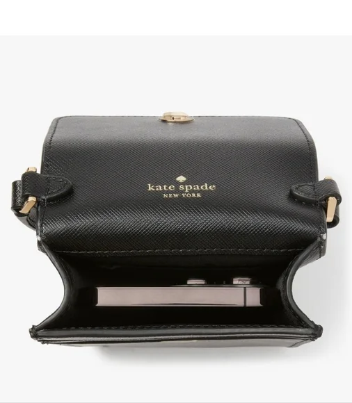 Kate Spade Black Leather Phone Crossbody Bag - Picture 3 of 6